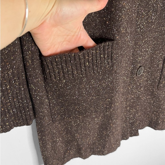 Eileen Fisher Brown Speckled Knit Wool Angora Silk Blend Duster Cardigan Sweater - Picture 8 of 10
